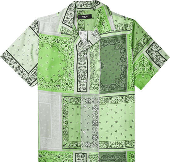 Amiri Green Bandana Patchwork Shirt