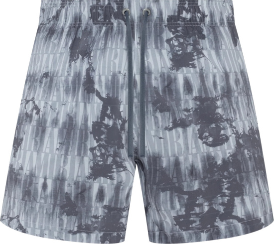 Amiri Grey Allover Logo Tie Dye Swim Shorts