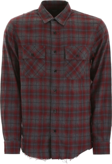 Amiri Grey And Red Flannel Shirt