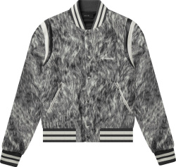 Amiri Grey Brushed Wool Varsity Jacket