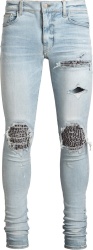 Light Indigo & Snow Leopard 'MX1' Jeans