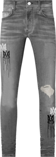 Amiri Grey Ma Stencil Logo Jeans
