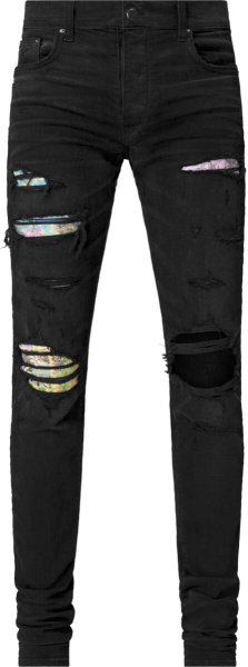 Amiri Hawiian Patch Black Rosebowl Jeans
