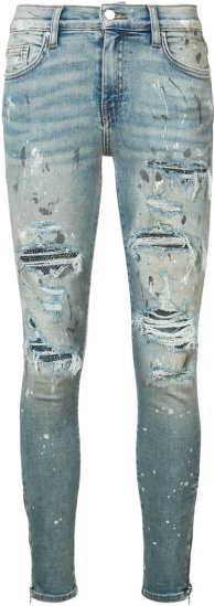 Amiri Indigo Cryal And Paint Destroy Jeans