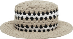 Amiri Ivory And Black Crochet Bucket Hat