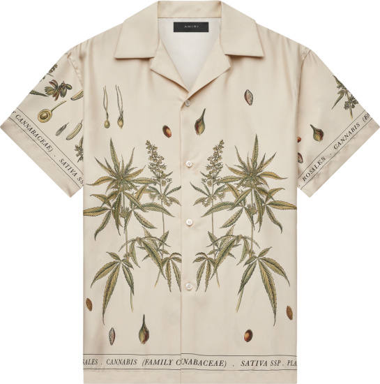 Amiri Ivory Botanical Print Hawaiian Shirt