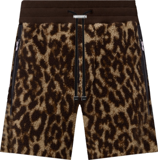 Amiri Leopard Print Fleece Shorts