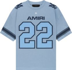 Amiri Light Blue And Navy 22 Jersey T Shirt