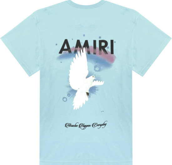 Amiri Light Blue Dove Rainbow Print T Shirt