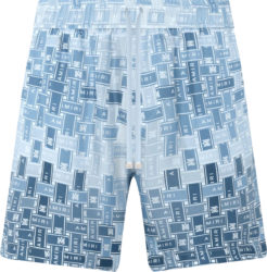 Amiri Light Blue Gradient Logo Tape Silk Shorts