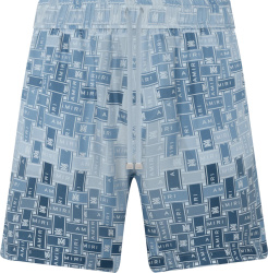 Amiri Light Blue Logo Tape Gradient Pajama Shorts