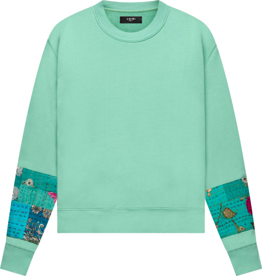 Amiri Light Green And Vintage Quilt Patch Sweatshirt