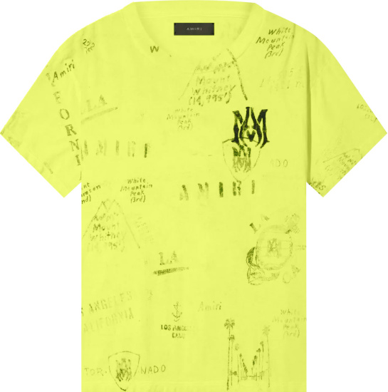 Amiri Lime Green Stencil Ma Logo T Shirt