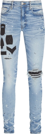 Amiri Light Indigo Military Patch Jeans | INC STYLE