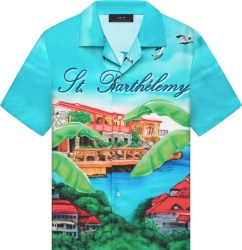 Amiri Multicolor Eden Rock Print Silk Bowling Shirt