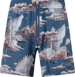 Amiri Navy Blue Allover White Pegasus Print Pajama Pj Shorts