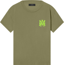 Amiri Olive Green And Neon Green Ma Logo T Shirt