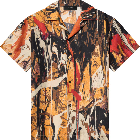 Amiri Orange And Brown Paint Splatter Shirt