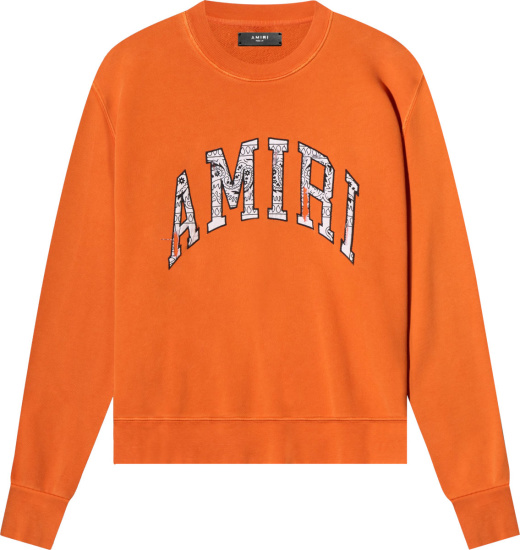 Amiri Orange And White Bandana Logo Applique Sweatshirt