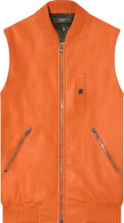 Amiri Orange Leather Ma Logo Vest