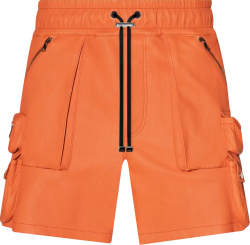 Amiri Orange Leather Tactical Cargo Shorts