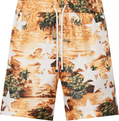 Amiri Orange Tropical Star Print Shorts