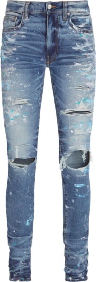 Amiri Paint Splatter Blue Jeans