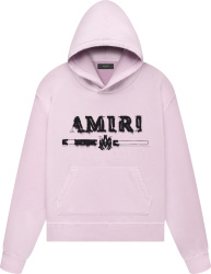 Amiri Pink Distressed Ma Bar Logo Hoodie