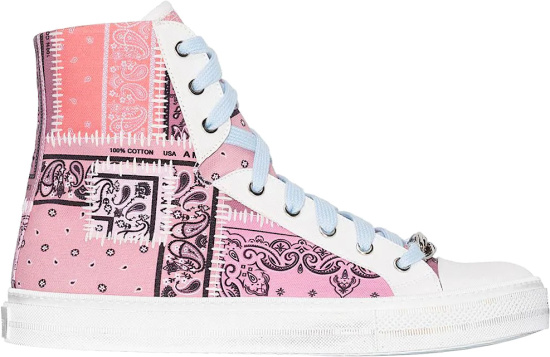 Amiri Pink Patchwork High Top Sneakers