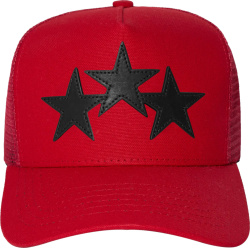 Amiri Red And Three Black Stars Trucker Hat