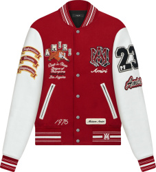 Amiri Red And White Tiger Varsity Logo Jacket