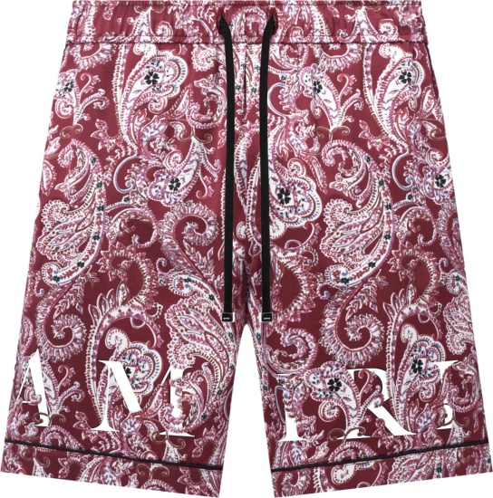 Amiri Red Paisley Print Short Sleeve Pajama Shorts