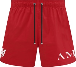 Amiri Red Side Logo Swim Shorts