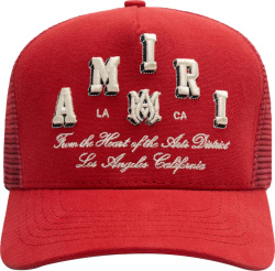 Amiri Red Varsity Trucker Hat