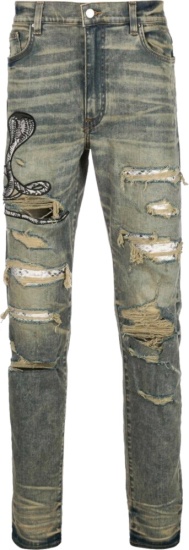 Amiri Snake Patch Tinted Indigo Jeans