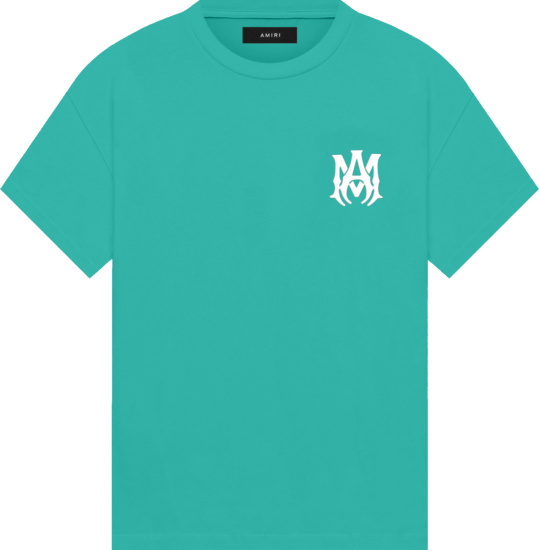 Amiri Teal And White Ma Logo T Shirt