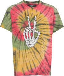 Amiri Tie Dye Skeleton Peace Hand T Shirt