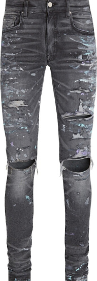 Amiri Vintage Grey Denim Paint Splatter Jeans