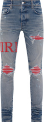 Amiri Vintage Indigo And Red Serif Logo Mx1 Jeans