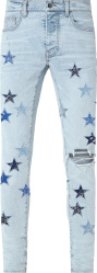 Amiri Vintage Light Indigo And Blue Bandana Star Jeans