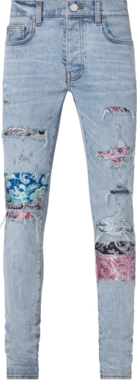 Amiri Vintage Light Indigo Pajama Patch Art Patch Jeans