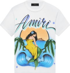 Amiri White Airbrushed Mermaid T Shirt