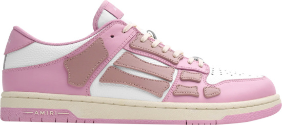 Amiri White And Baby Pink Low Skel Top Sneakers
