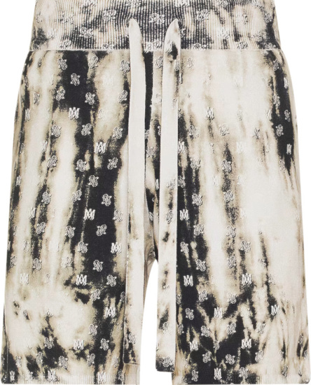 Amiri White And Black Bleached Ma Paisley Knit Shorts