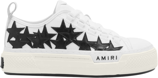 Amiri White And Black Leather Star Patch Low Top Sneakers