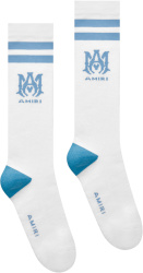 Amiri White And Light Blue Ma Logo Socks