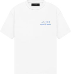 Amiri White And Light Blue Watercolor Logo T Shirt