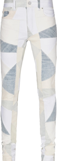 Amiri White And Light Indigo Patchwork Jeans