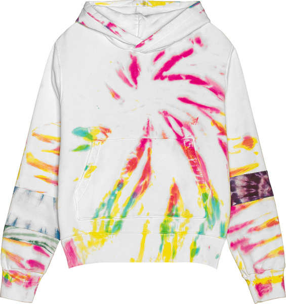 Amiri White And Multicolor Tie Dye Art Patch Hoodie