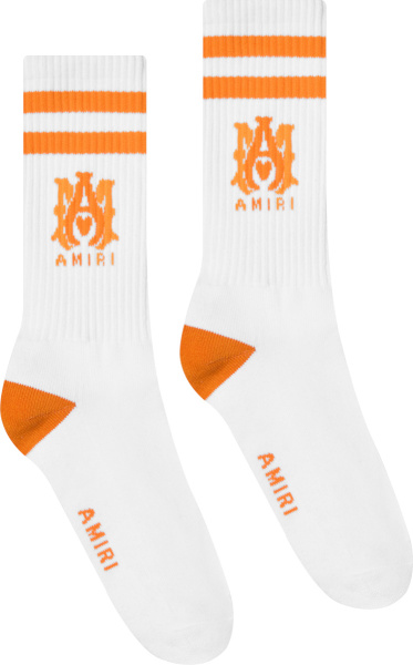 Amiri White And Orange Ma Logo Socks